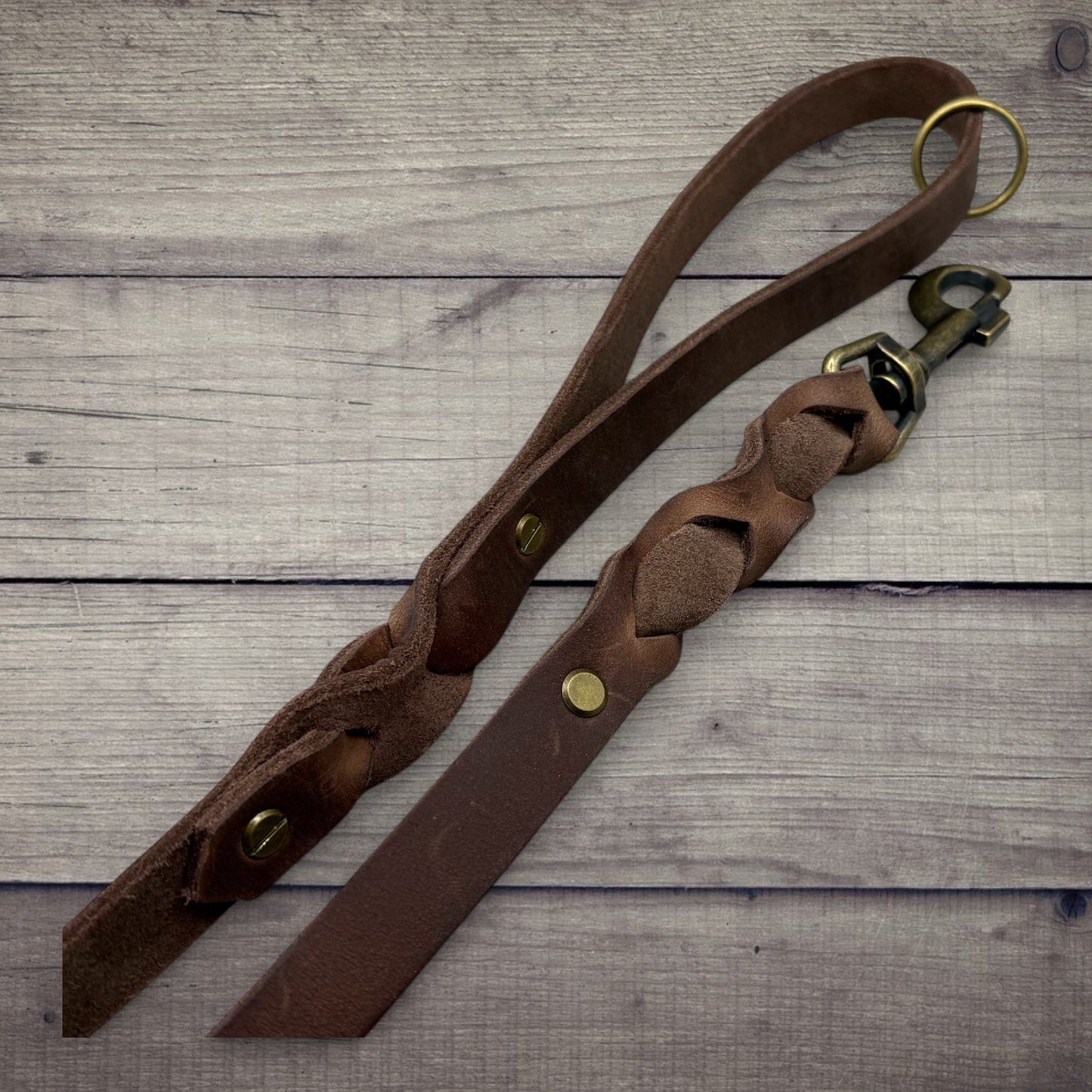 Kurzleine 20mm | aus Fettleder | Braun - Dinos Pfotenglück