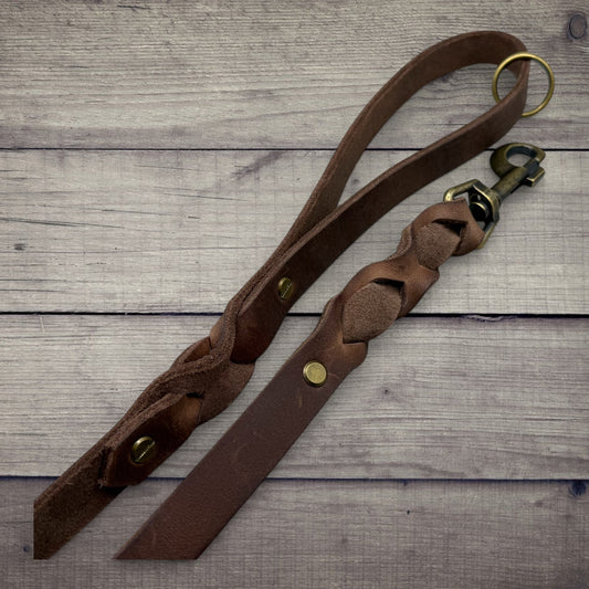 Kurzleine 20mm | aus Fettleder | Braun - Dinos Pfotenglück