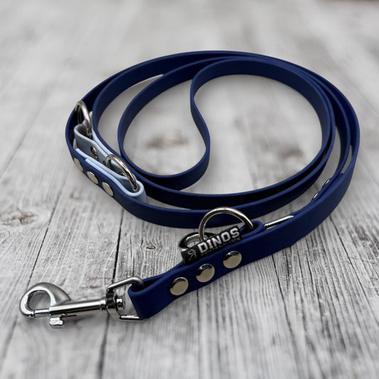 Führleine 16mm | dreifach verstellbar | aus BioThane® | Marineblau - Dinos Pfotenglück