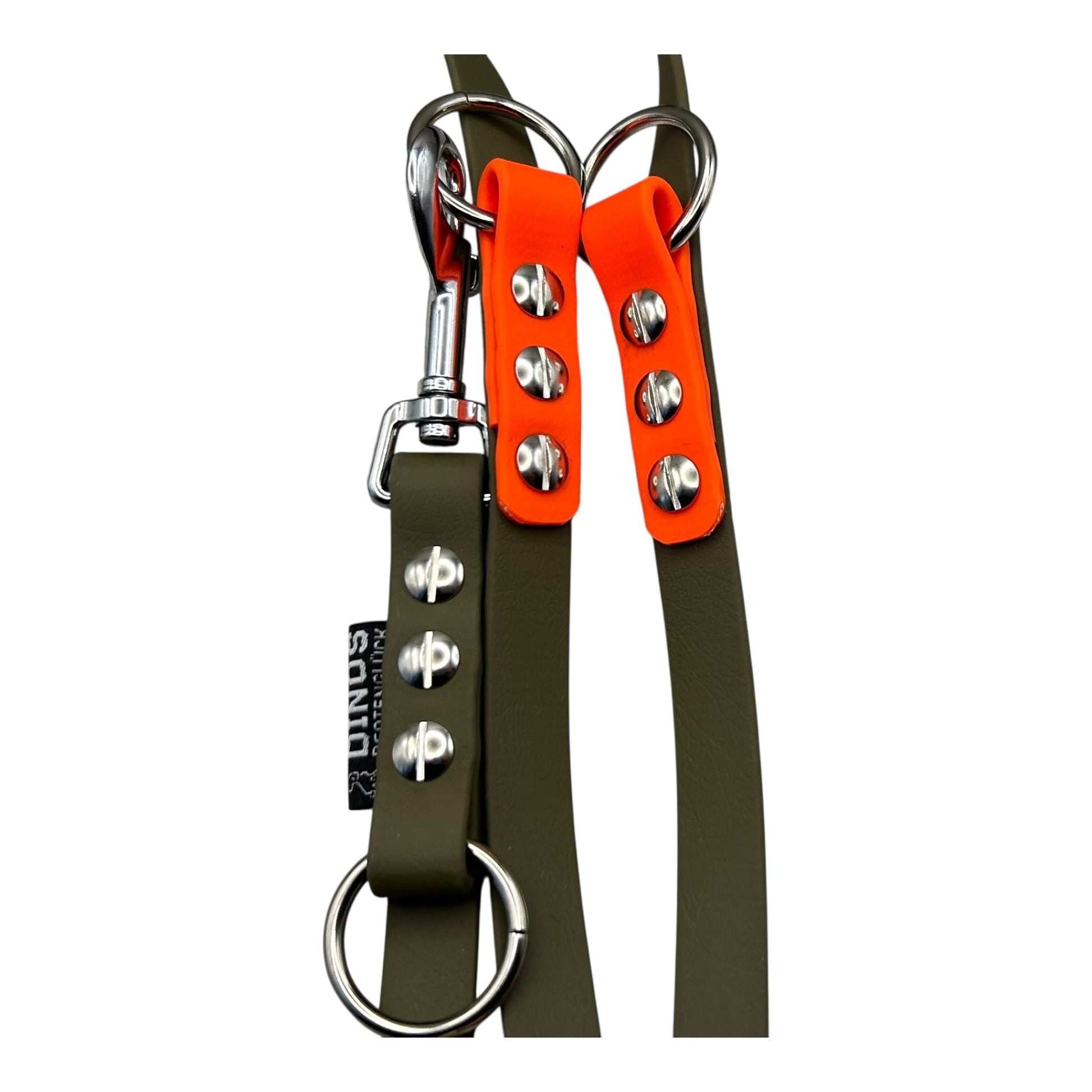 Führleine 16mm | dreifach verstellbar | aus BioThane® | Olive - Dinos Pfotenglück