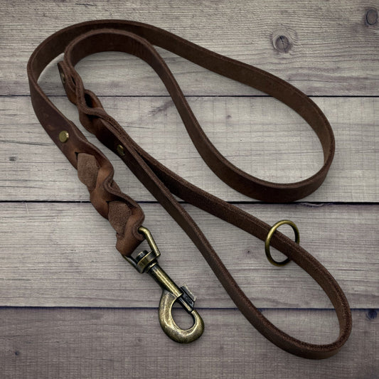 Kurzleine 20mm | aus Fettleder | Braun - Dinos Pfotenglück